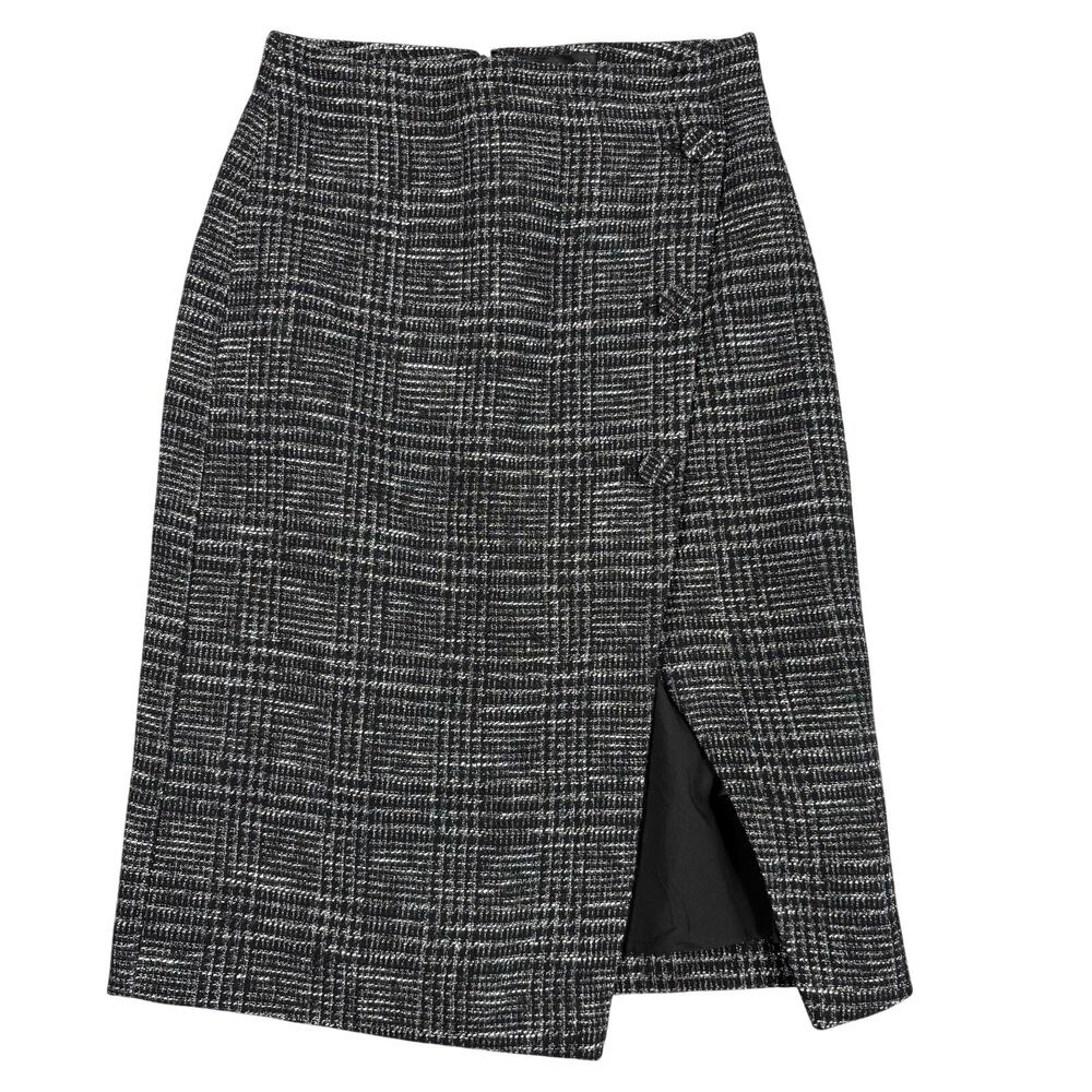Club Monaco NWT Wool Blend Plaid Pencil Midi Skirt Size 2 Quiet Luxury